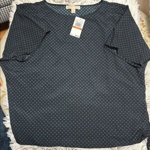 MICHAEL Michael Kors Blue and Black Flutter Sleeve Blouse